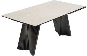 Кухонный стол раздвижной Yoakim 180, TL-102 Бежевый мрамор, испанская керамика, Темно-серый каркас