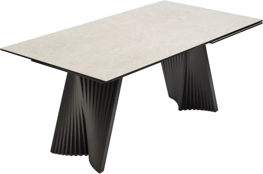 Кухонный стол раздвижной Yoakim 180, TL-102 Бежевый мрамор, испанская керамика, Темно-серый каркас