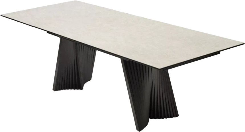 Кухонный стол раздвижной Yoakim 180, TL-102 Бежевый мрамор, испанская керамика, Темно-серый каркас