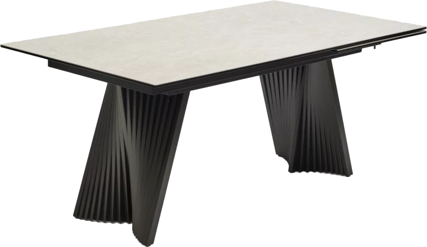 Кухонный стол раздвижной Yoakim 180, TL-102 Бежевый мрамор, испанская керамика, Темно-серый каркас
