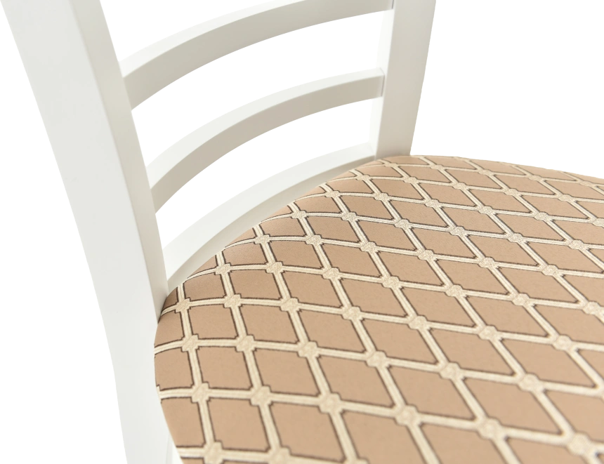 Стул Бурбон, деревянный с мягким сиденьем, призма 37-1 жаккард, каркас эмаль белая