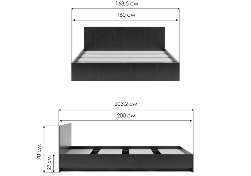 Кровать Адайн, 160x200, венге / венге