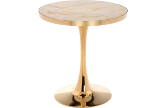 Кухонный стол Dorian 70x76, МДФ, white, каркас золотой 