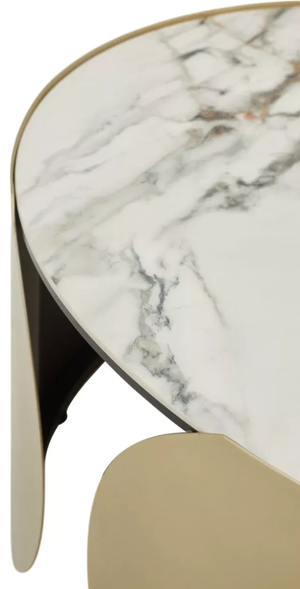 Журнальный стол Brant, KL-188, контрастный мрамор матовый, итальянская керамика, шампань