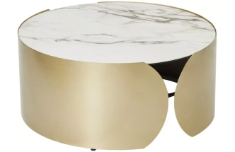 Журнальный стол Brant, KL-188, контрастный мрамор матовый, итальянская керамика, шампань