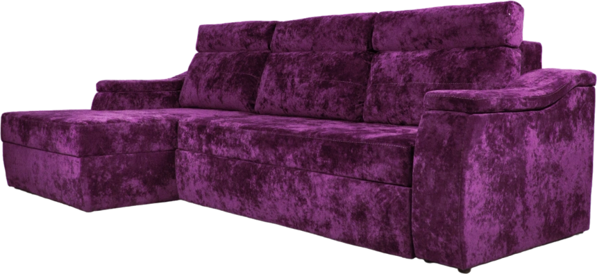 Диван угловой Бруно, ткань Plush purple velvet, нить белая, угол левый