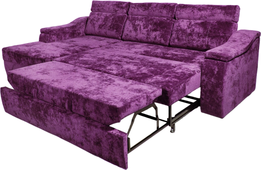 Диван угловой Бруно, ткань Plush purple velvet, нить белая, угол левый