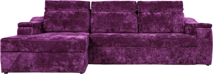 Диван угловой Бруно, ткань Plush purple velvet, нить белая, угол левый