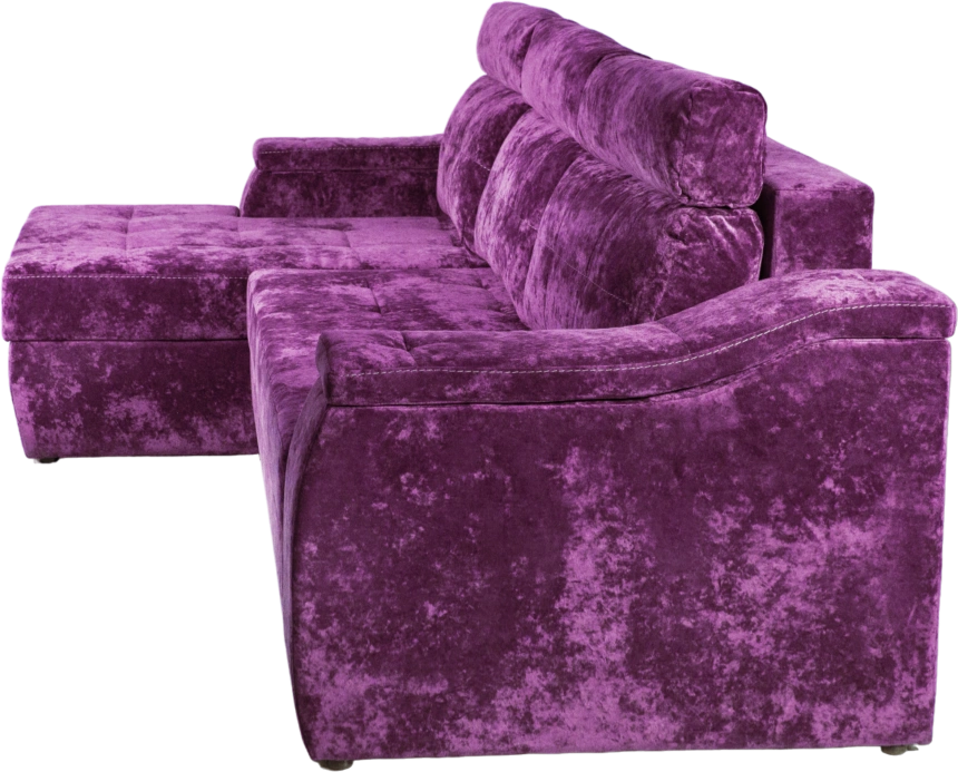 Диван угловой Бруно, ткань Plush purple velvet, нить белая, угол левый