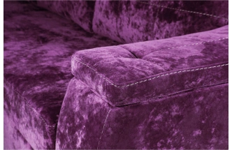Диван угловой Бруно, ткань Plush purple velvet, нить белая, угол левый