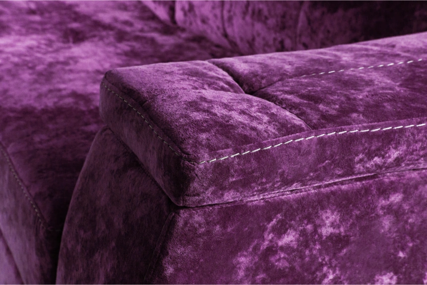 Диван угловой Бруно, ткань Plush purple velvet, нить белая, угол левый