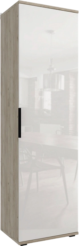 Шкаф гардеробный Альянс, однодверный, распашной, Дуб крафт / Белый глянец