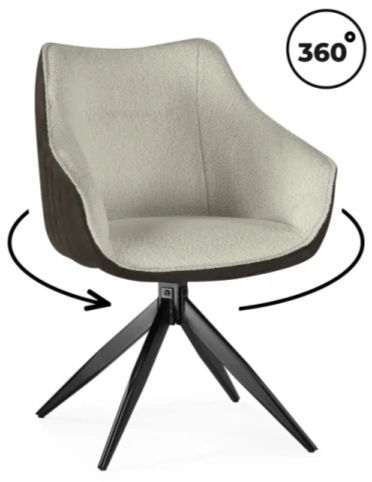 Стул Kansas, поворотный 360,  коричневый / кремовый / чёрный