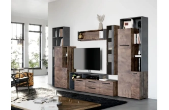 Тумба под ТВ Глазго, с ящиками и полками, металл бруклин / таксония