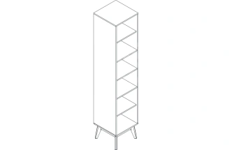 Стеллаж Калгари, на ножках, дуб светлый / белый матовый