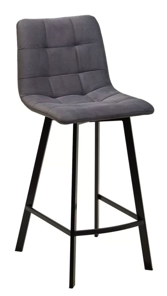 Полубарный стул Chilli-QB Square, серый #27, велюр, черный каркас (H=66cm) 
