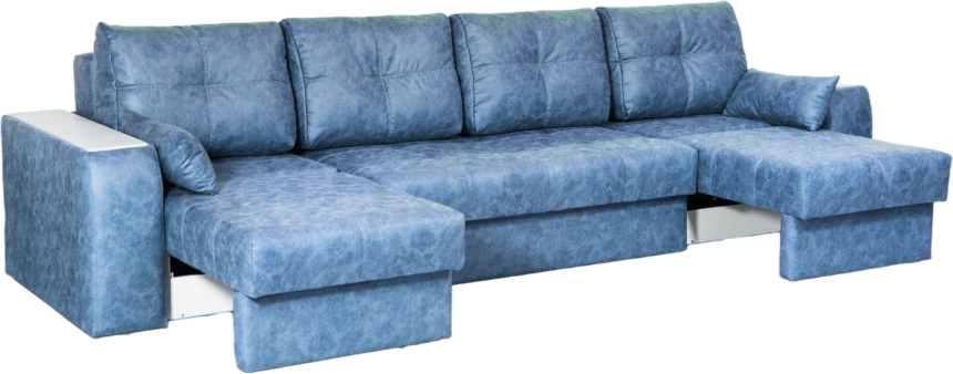 Диван прямой Остин 3, ткань Buffalo ocean, декор Рамух белый