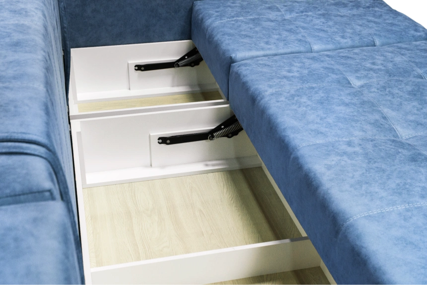 Диван прямой Остин 3, ткань Buffalo ocean, декор Рамух белый