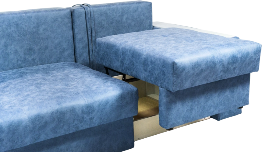 Диван прямой Остин 3, ткань Buffalo ocean, декор Рамух белый