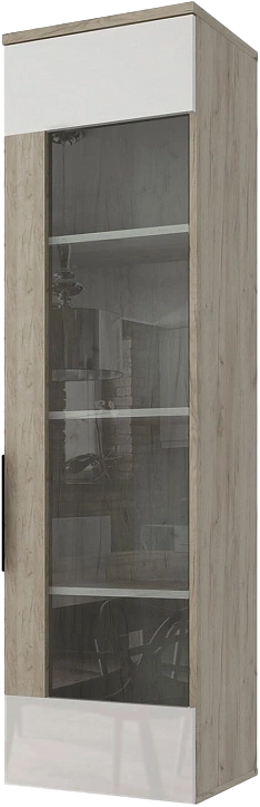 Шкаф навесной Альянс, со стеклом, Дуб крафт / Белый глянец