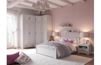 Шкаф угловой Прованс, распашной для одежды, бодега белая / патина премиум