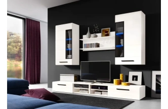 Модульная гостиная Кёльн 1, белый аляска / белый глянец