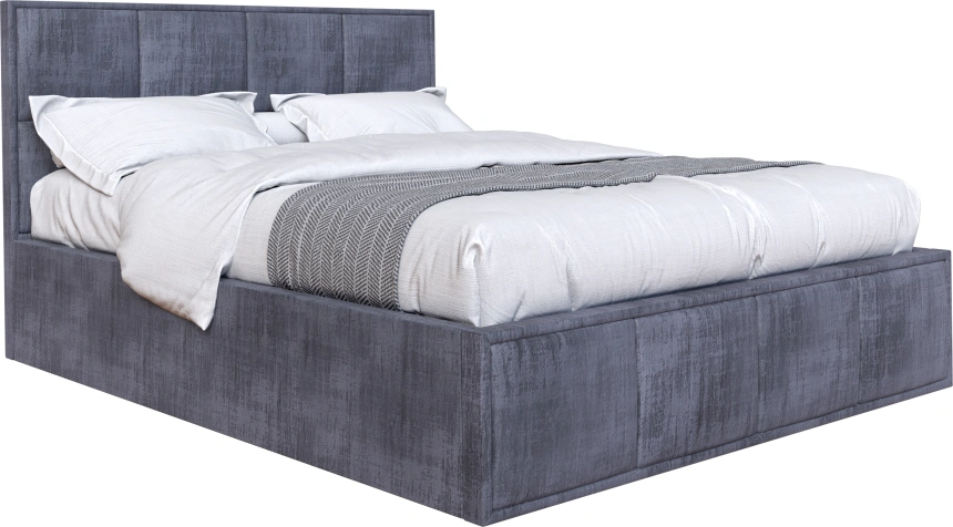 Кровать Октавия 160, мягкая, двуспальная, лана серый
