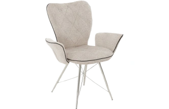 Стул Риоха, мягкий с подлокотниками, лама 01, велюр, каркас хром