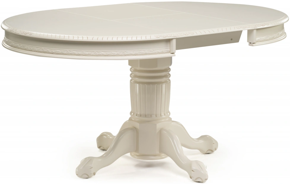 Кухонный обеденный раздвижной стол Альфред, 110(160)х110х80, крем