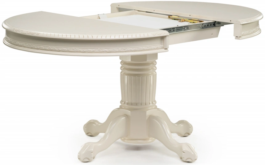 Кухонный обеденный раздвижной стол Альфред, 110(160)х110х80, крем