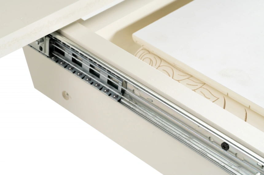 Кухонный обеденный раздвижной стол Альфред, 110(160)х110х80, крем