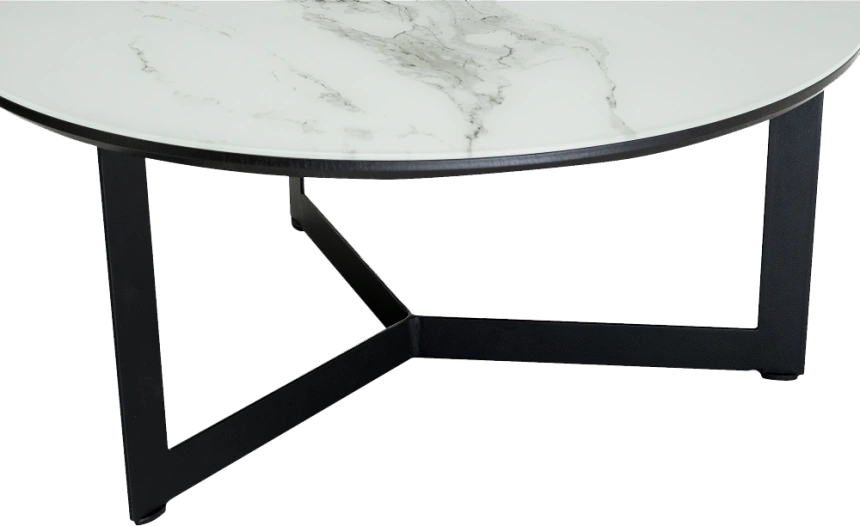 Журнальный стол Роб D-700, стекло, мрамор белый, каркас черный