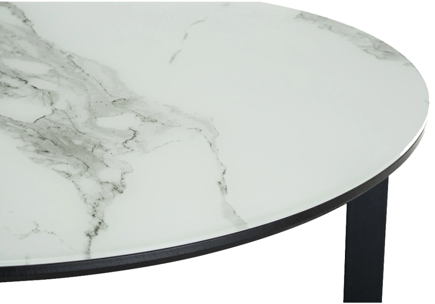 Журнальный стол Роб D-700, стекло, мрамор белый, каркас черный
