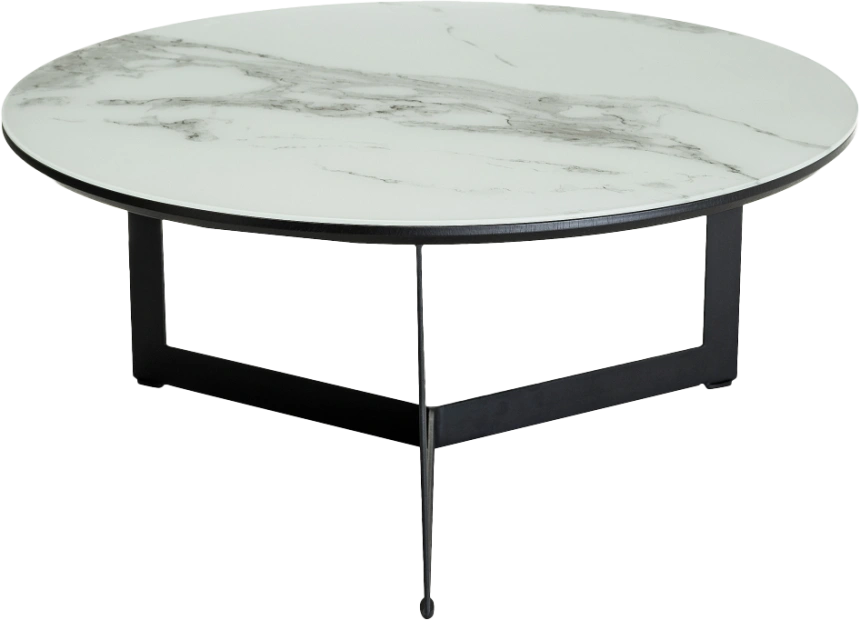 Журнальный стол Роб D-700, стекло, мрамор белый, каркас черный