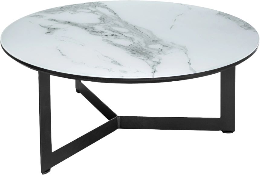 Журнальный стол Роб D-700, стекло, мрамор белый, каркас черный