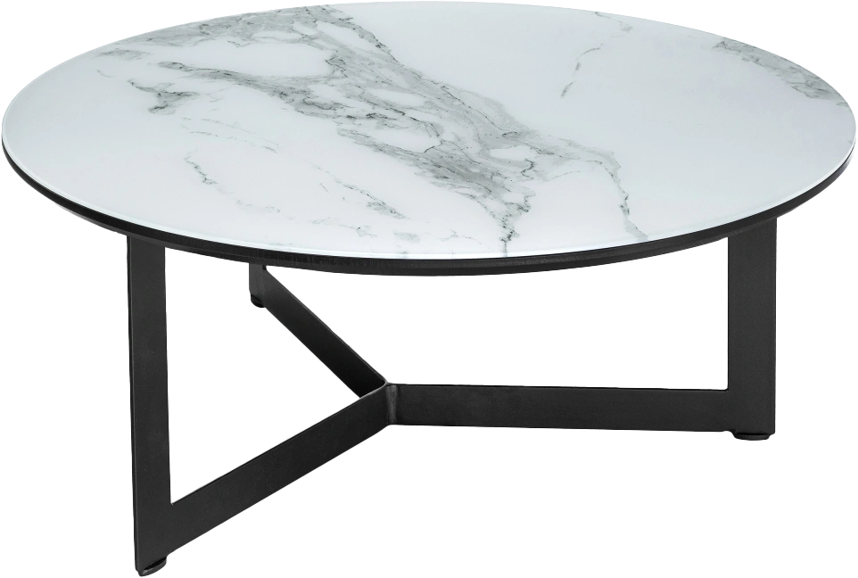 Журнальный стол Роб D-700, стекло, мрамор белый, каркас черный