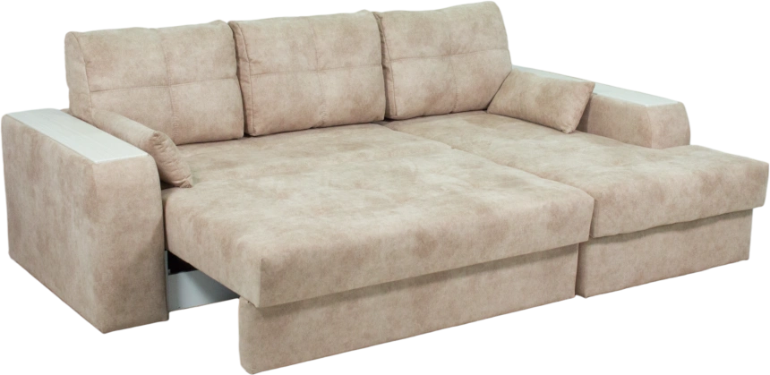 Диван угловой Остин, Правый, Tornado latte, Рамух белый 