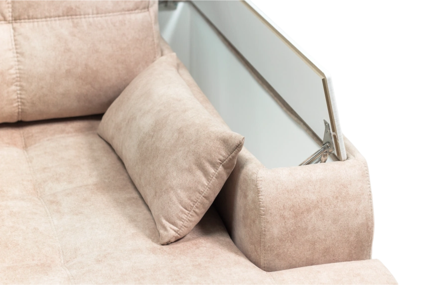 Диван угловой Остин, Правый, Tornado latte, Рамух белый 