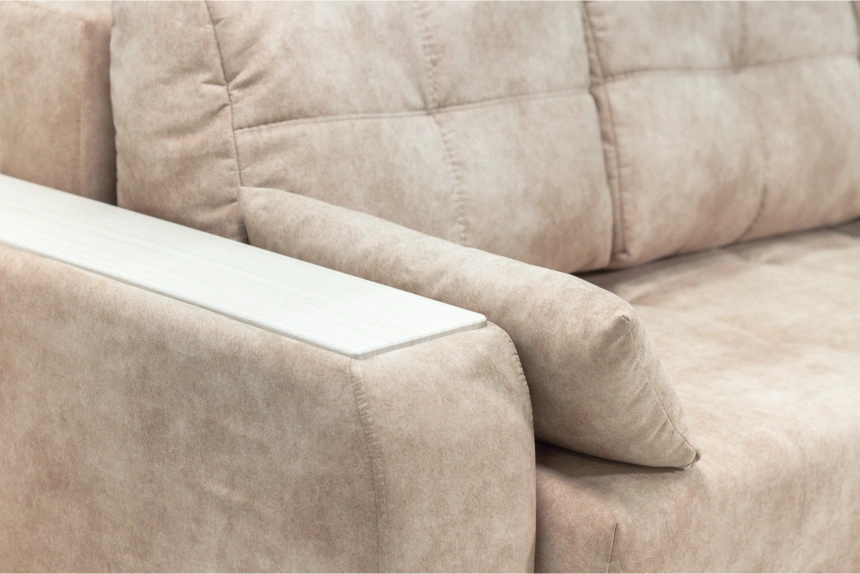 Диван угловой Остин, Правый, Tornado latte, Рамух белый 