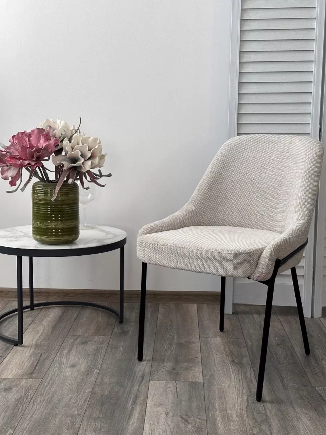 Стул Gavi, мягкий, Garna-157 светло-бежевый, ткань, черный каркас