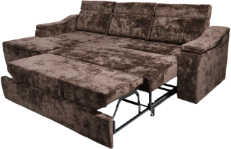 Диван угловой Бруно, ткань Plush chocolate, нить белая, угол левый