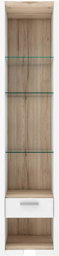 Шкаф витрина Венето, со стеклянными полками, Дуб санремо / Белый