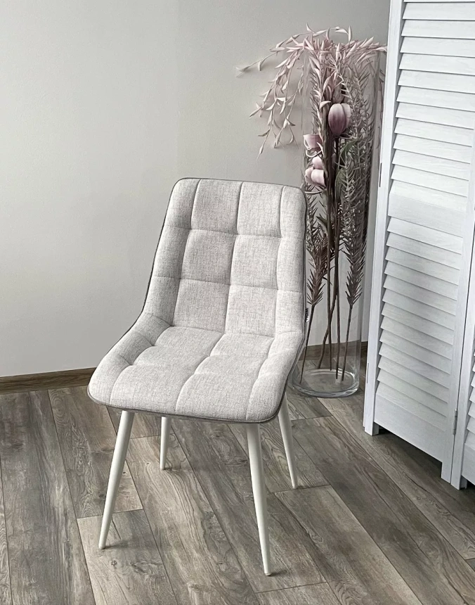 Стул Chic, мягкий, HE622-20, HE622-22 светло-серый, ткань, белый каркас