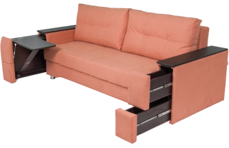 Диван прямой Атлант 2, ткань Форест 730 (персиковый), декор Венге