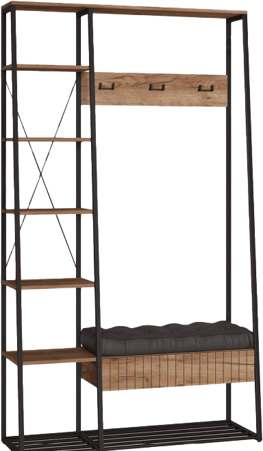 Прихожая Гранд, дуб крафт табачный / кожзам holst black