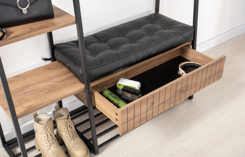 Прихожая Гранд, дуб крафт табачный / кожзам holst black