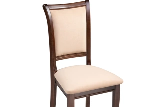Стул Корнелл, деревянный,  бежевый велюр / орех темный