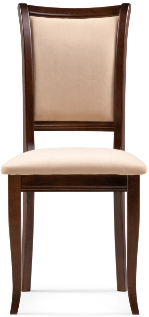 Стул Корнелл, деревянный,  бежевый велюр / орех темный