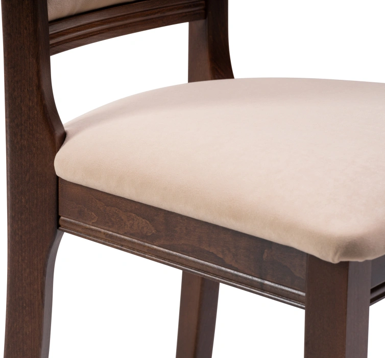 Стул Корнелл, деревянный,  бежевый велюр / орех темный