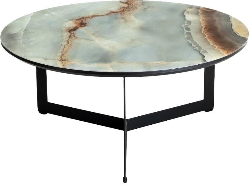 Журнальный стол Роб D-700, стекло, мрамор голубой, каркас черный